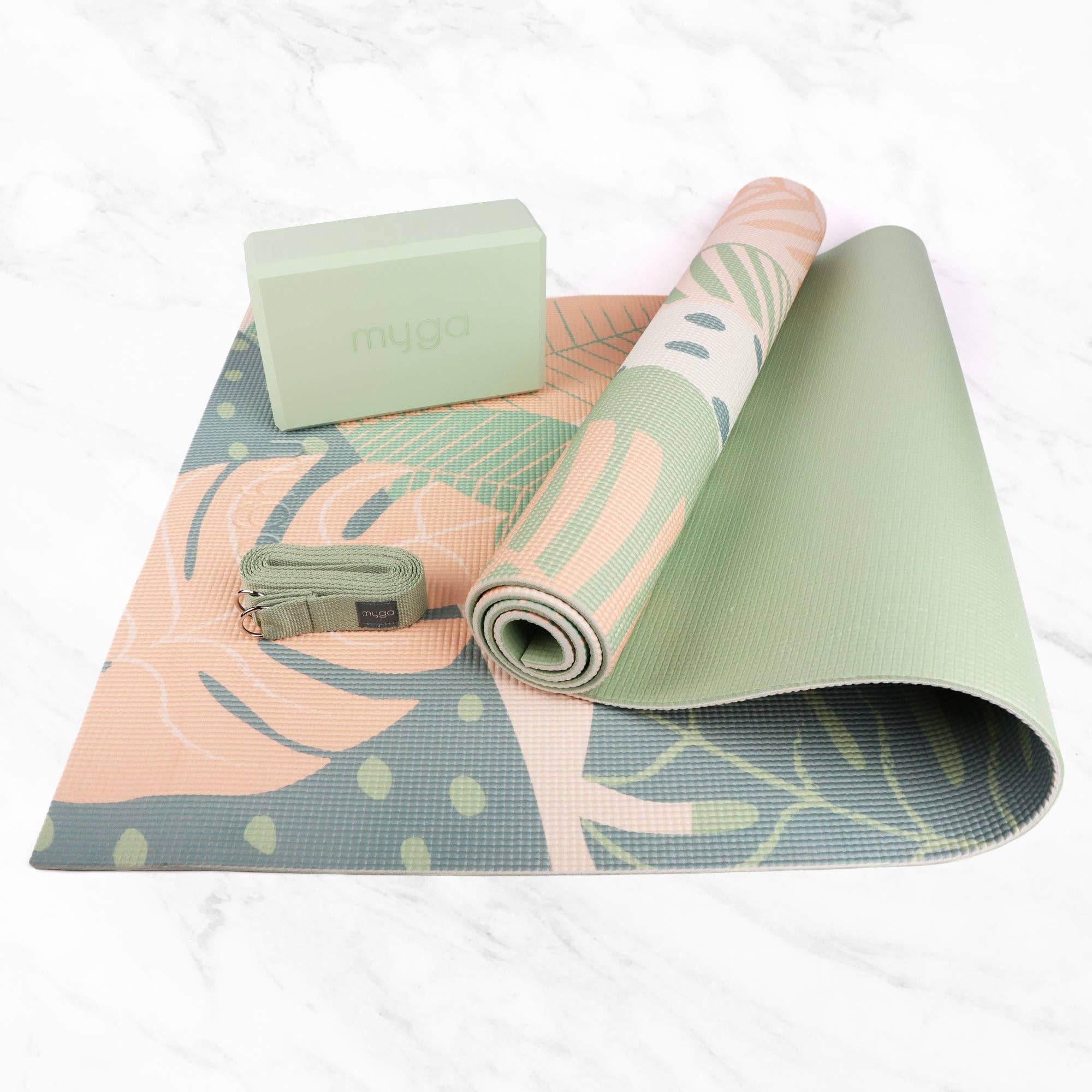 Myga Europe – Großhandel Yogamatte – Yoga-Einsteiger-Set - Palmen Design1
