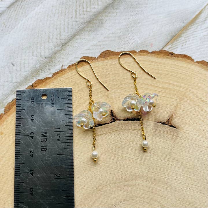 Same Sunset Design - Wholesale Dangle Earrings - Glass & Pearl Fairycore Earrings, Cottagecore Jewelry