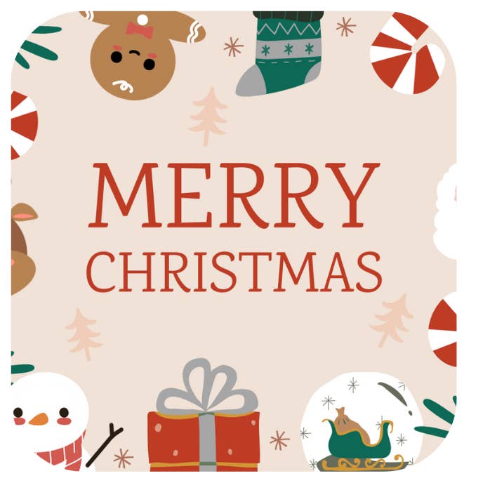 Christmas Coaster: Merry Christmas Snowman, Gingerbread for wholesale by Ron Knight Entertainment, LLC