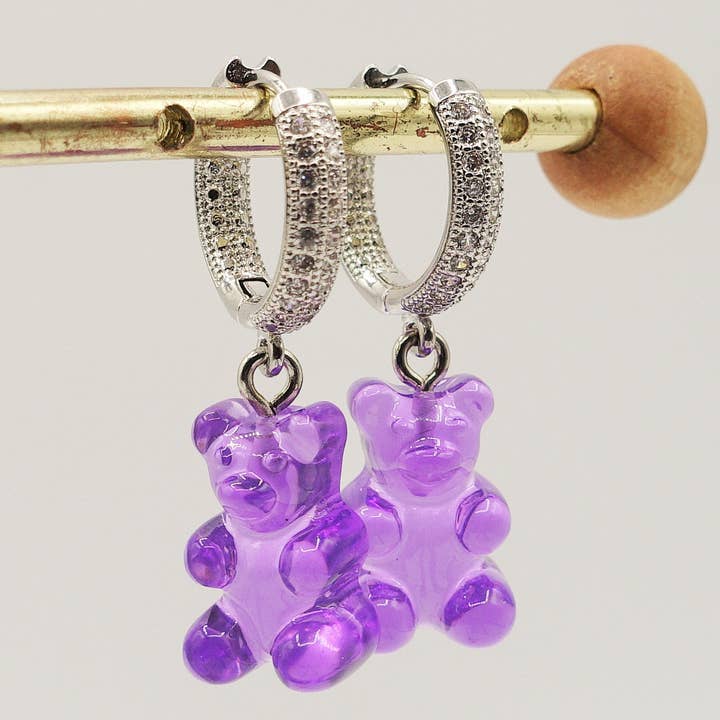 Daemon srls - Wholesale Dangle Earrings - WINNY CRYSTAL ~ gummy bear ~Orecchini a cerchio con Zirconi