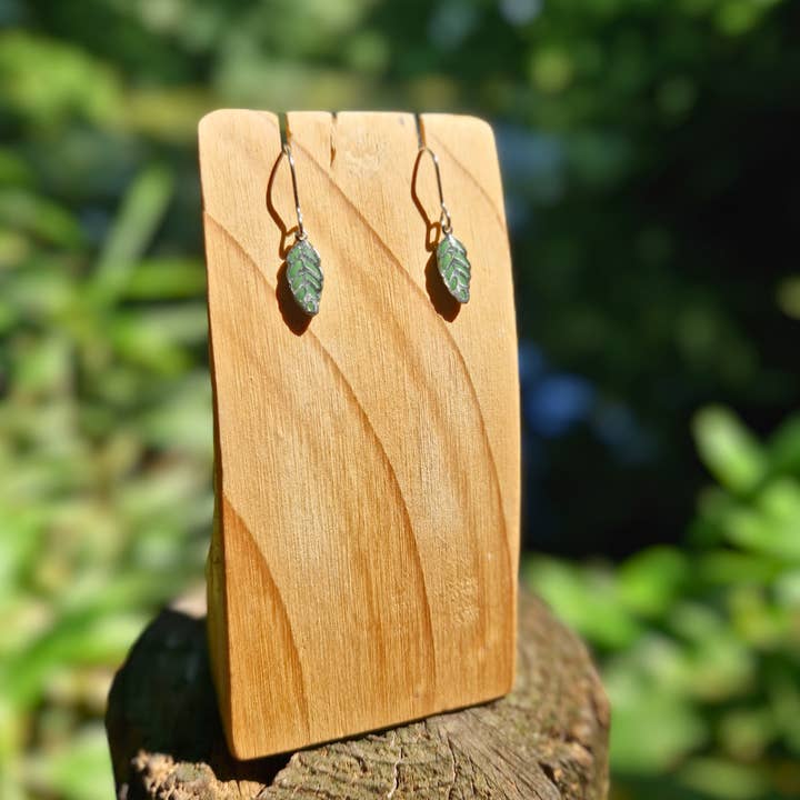 Handmade Resin and Polymer Clay Leaf Charm Hook Earrings for wholesale by Green Grove Designs