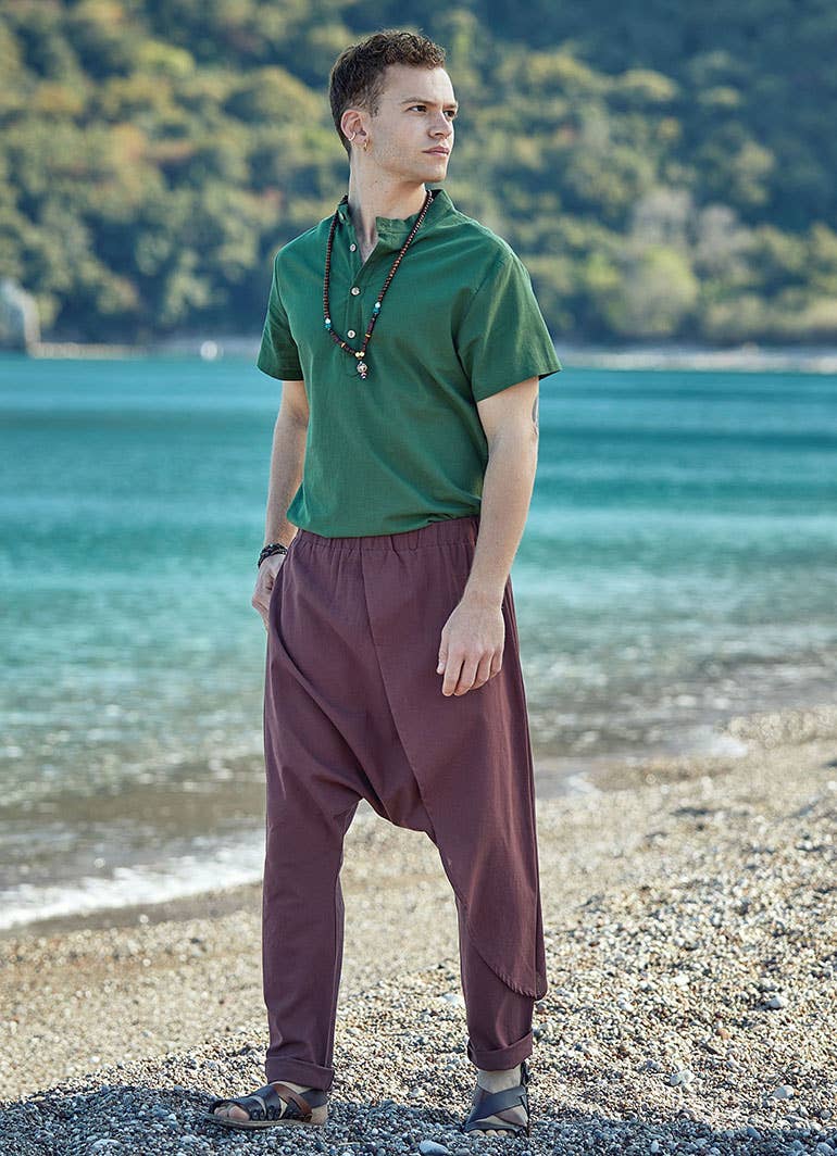 BohoClandestino - Wholesale Pants - Men's - Men's Hippie Cotton Harem Pants Brown