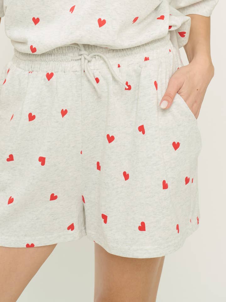HEART PRINT RELAXED FIT SHORTS for wholesale by SM WARDROBE
