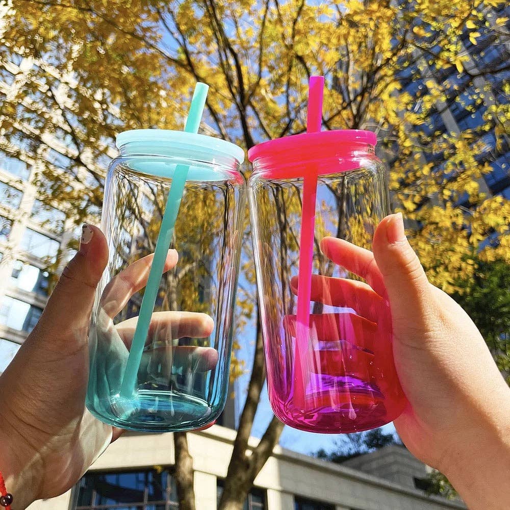 OMG Cups! - Wholesale Drinking Glass/Cup - Ombré 16oz Glass Cans1