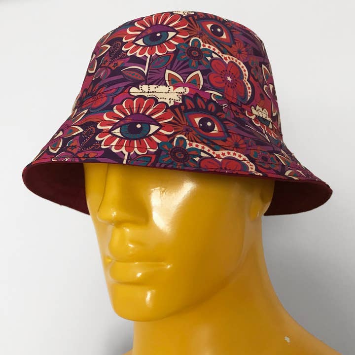 Psychedelic Bucket Hat, Flower Eye Print for wholesale by Stan and Gwyn