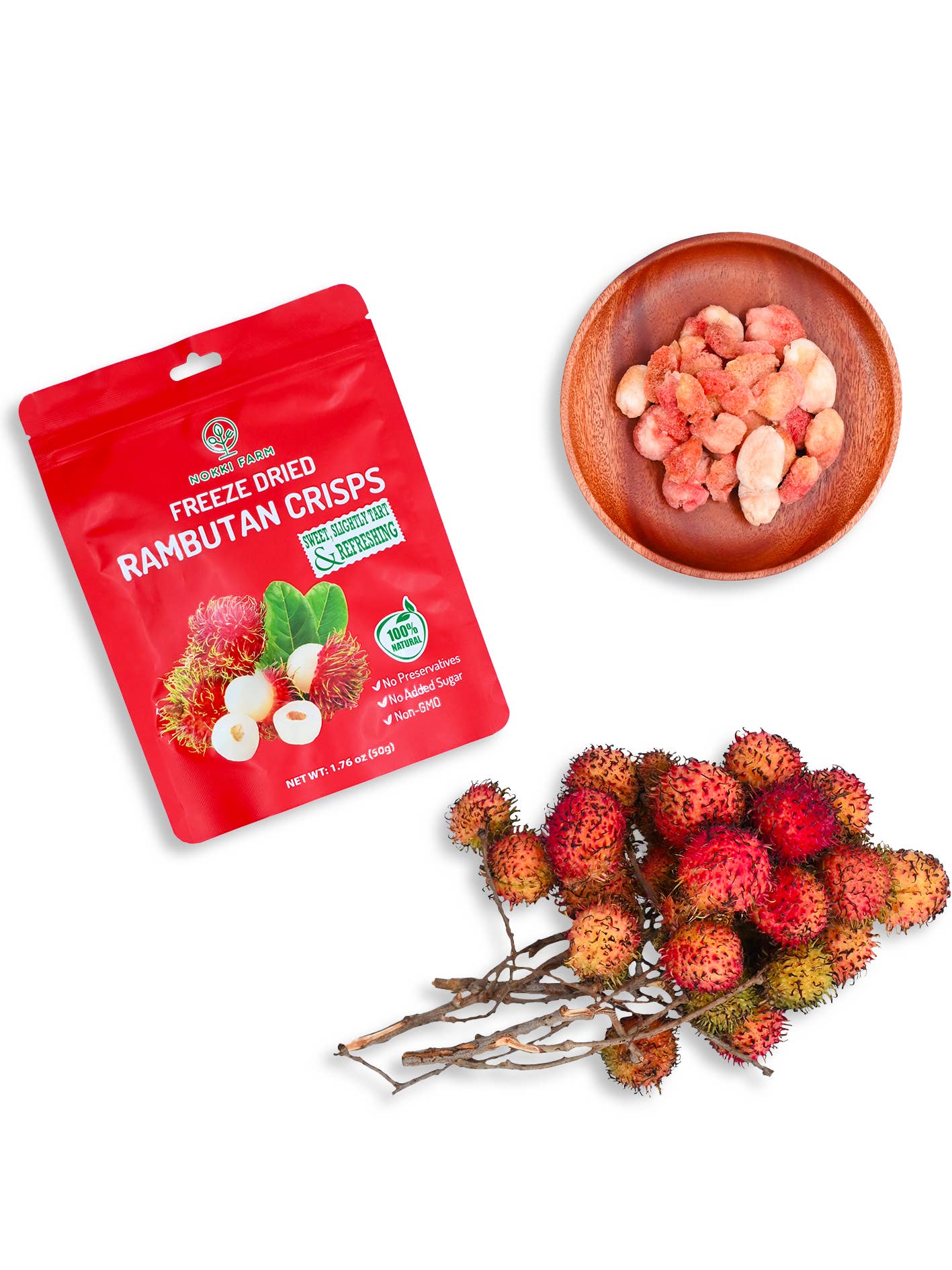 Nokki Farm - Wholesale Dried/Dehydrated Fruit - NOKKI FARM Freeze Dried Rambutan Crisps - No Added Sugar4