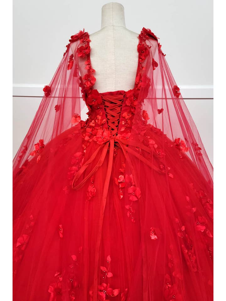 Chicas - Venta al por mayor Vestido de fiesta - Mujer - Vestido de Quinceañera con Flores y Capa Dividida CHF301821