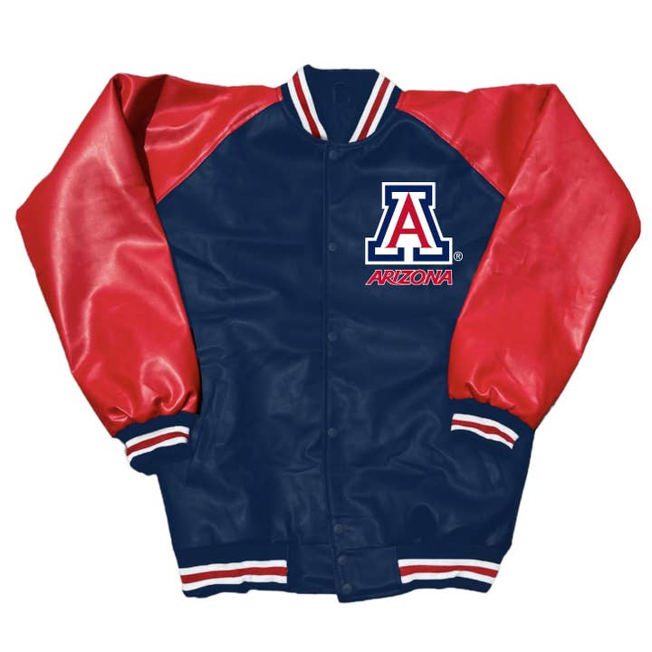 Lojo Collegiate Apparel - Vendita all'ingrosso Giacca stile college e da baseball - Donna - Giacca Letterman Varsity dell'Università dell'Arizona1