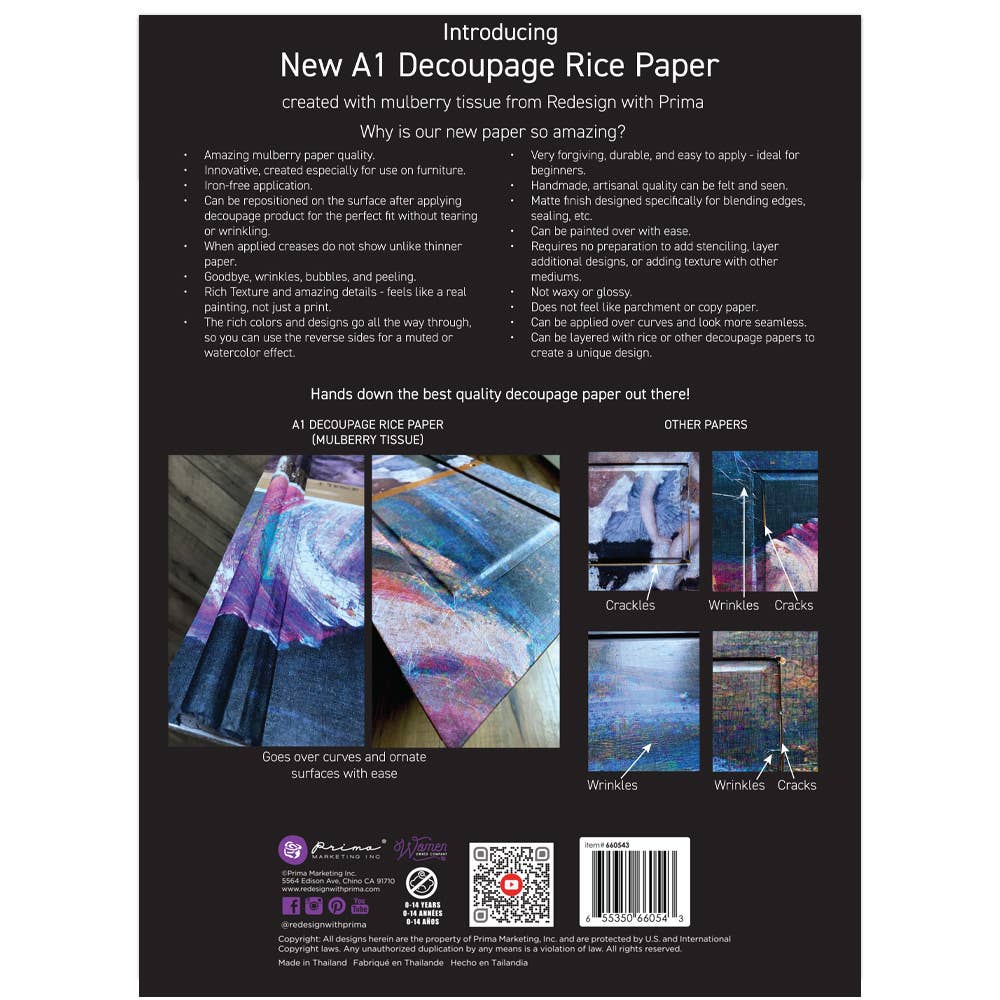 Redesign with Prima - Wholesale Craft Supplies - REDESIGN A1 DECOUPAGE RICE PAPER (MULBERRY TISSUE PAPER)1