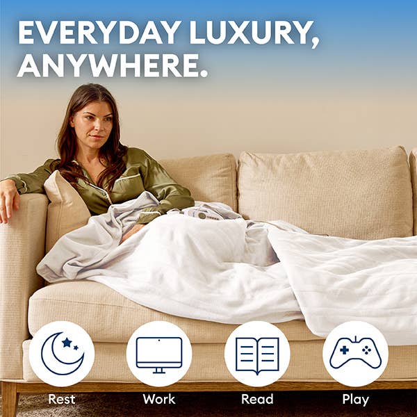 Uncanny Brands - Wholesale Throw Blanket - Therapedic Essential Ivory Heated Throw1