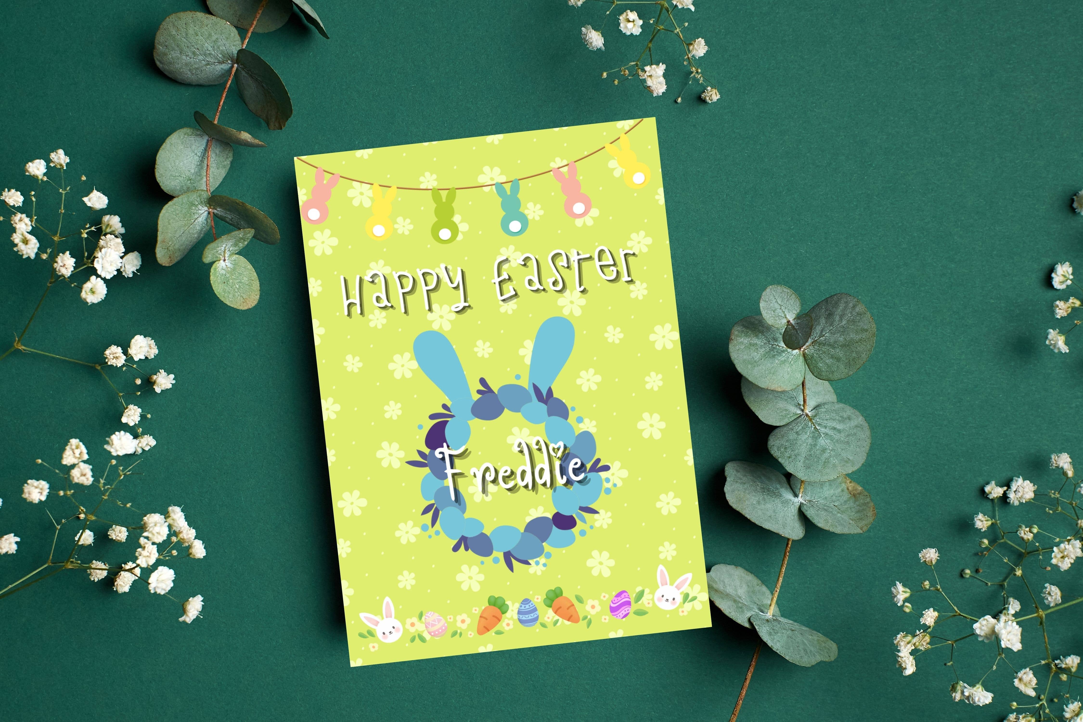 Printicole - Wholesale Easter Card - Personalised Name Kids/Children's Happy Easter Greeting Card1
