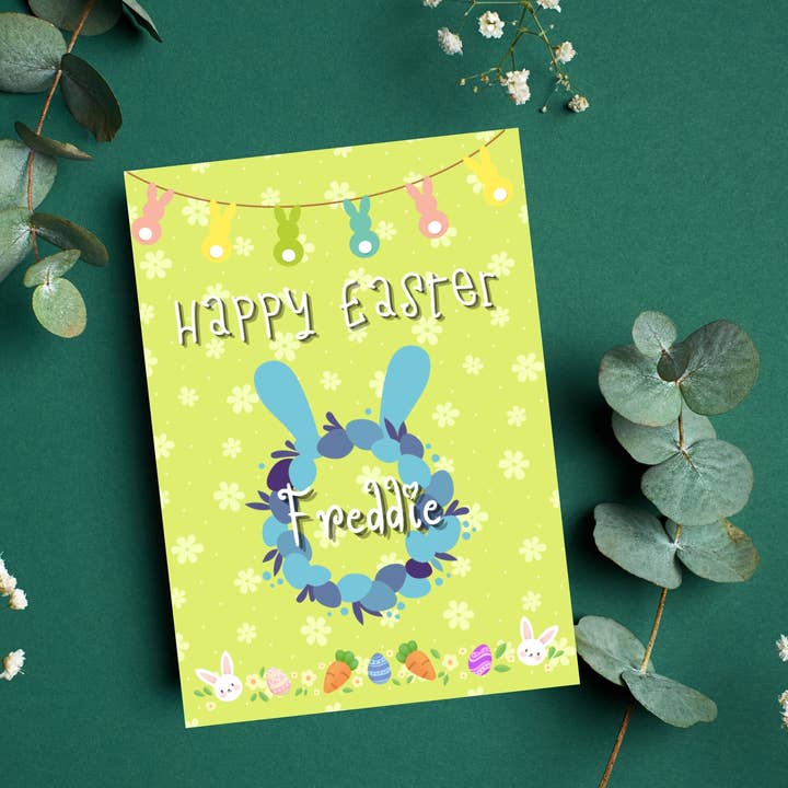 Printicole - Wholesale Easter Card - Personalised Name Kids/Children's Happy Easter Greeting Card1