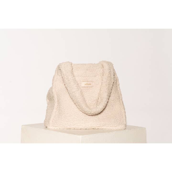 LATTELOVE by Coffee Shoppe - Wholesale Tote Bag - Women's - PLUSH SHERPA FLEECE TOTE BAG