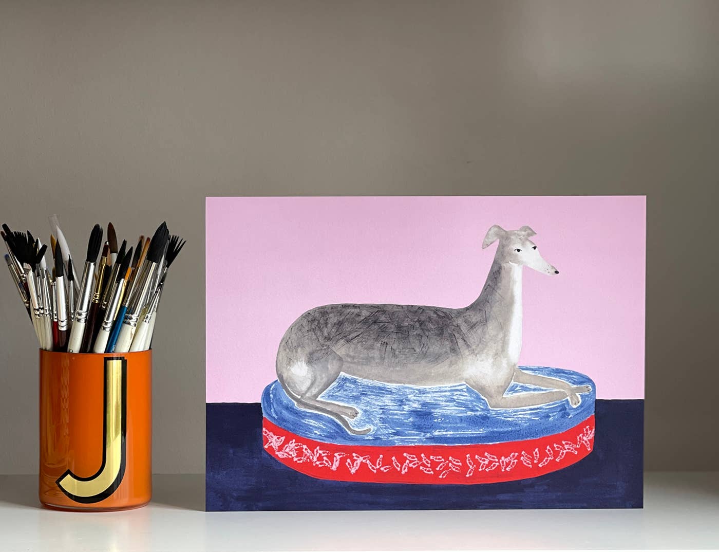 Yes! Paper Goods - Wholesale Art Print - A4 Print - Whippet / Greyhound Dog Painting Print1