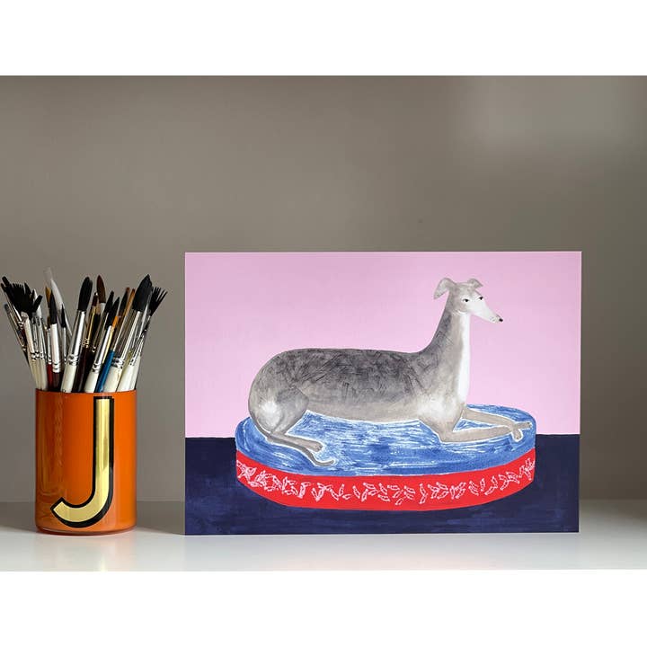Yes! Paper Goods - Wholesale Art Print - A4 Print - Whippet / Greyhound Dog Painting Print1