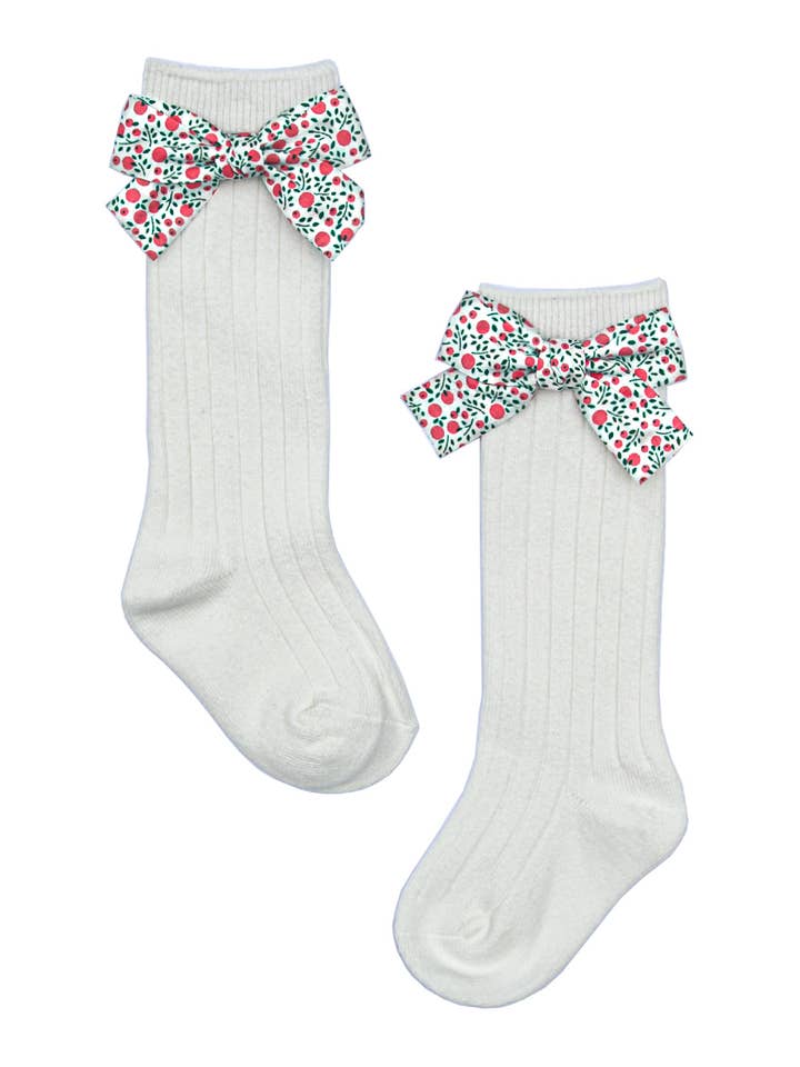 Chaussettes Bow Floral Blanches pour la vente par Arc de Noa