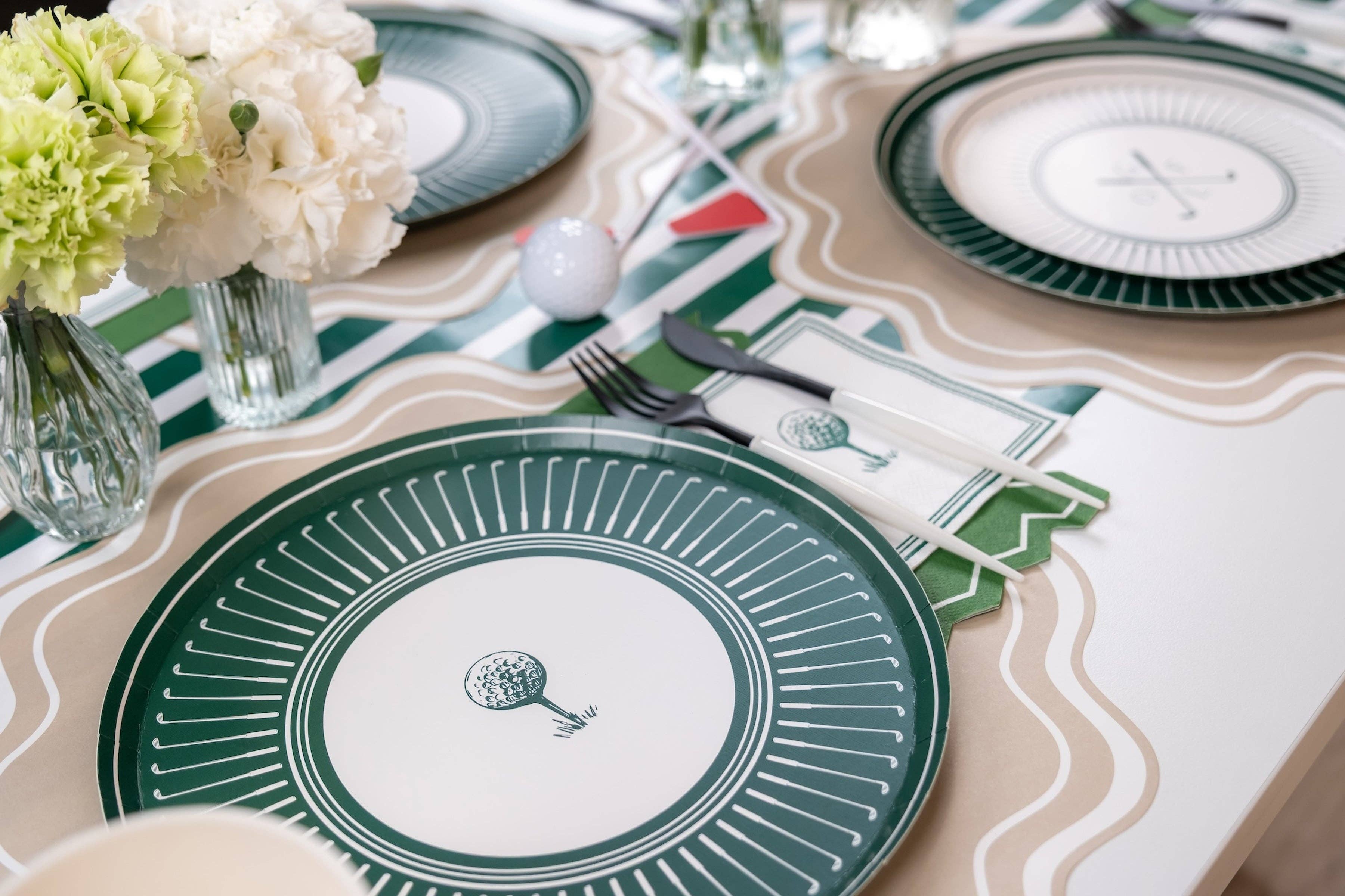 Gatherings by Curated Paperie - Wholesale Disposable Table Cover/Runner - Dark Green Striped Table Runners3