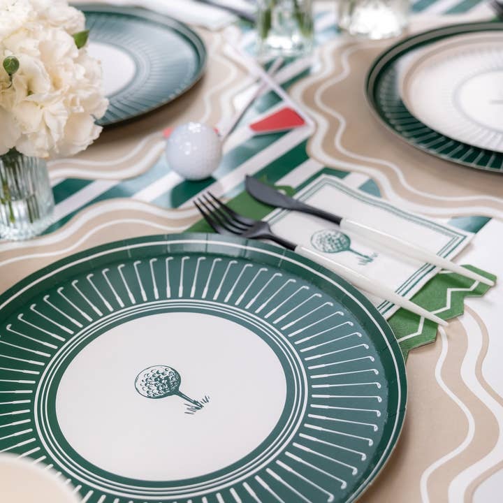 Gatherings by Curated Paperie - Wholesale Disposable Table Cover/Runner - Dark Green Striped Table Runners3