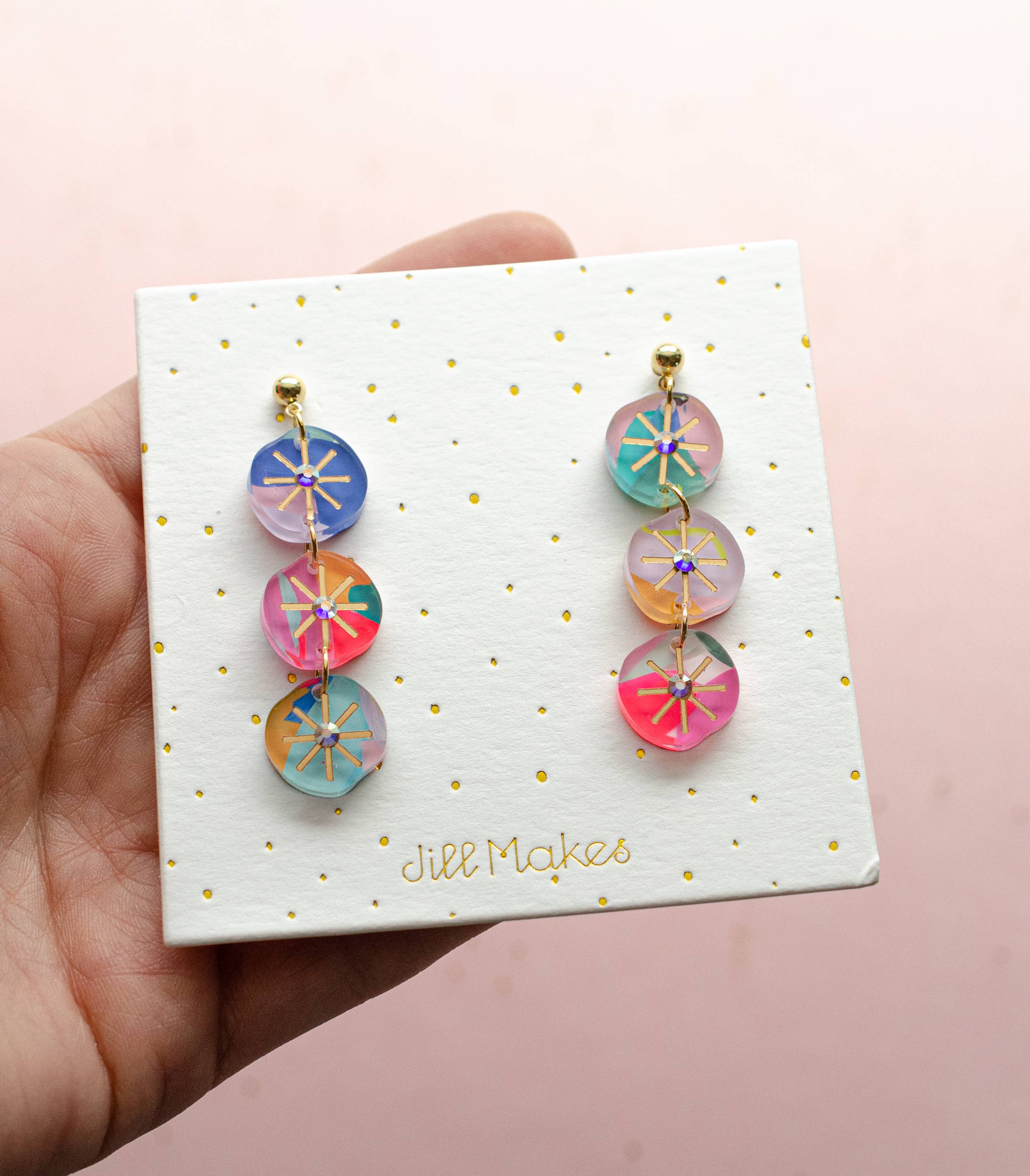 Jill Makes - Wholesale Dangle Earrings - Handpainted Colorful Abstract Dangle Earrings4