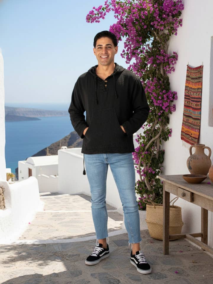 Grey Boho cotton hoodie | Kimago for wholesale on Faire0