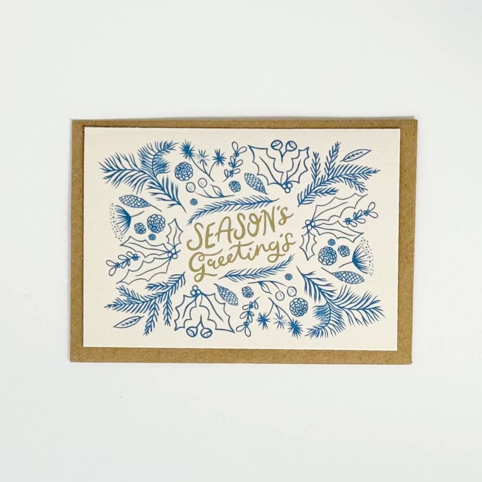 Lomond Paper Co - Wholesale Christmas Card - Season's Greeting's - Cream & Blue6