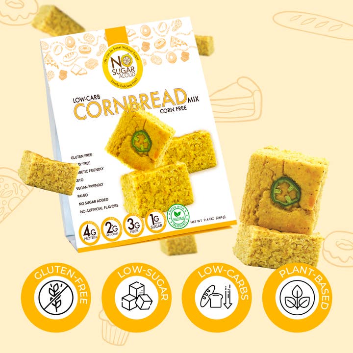 No Sugar Aloud LLC - Wholesale Cornbread Mix - Low Carb Cornbread Mix - Corn Free