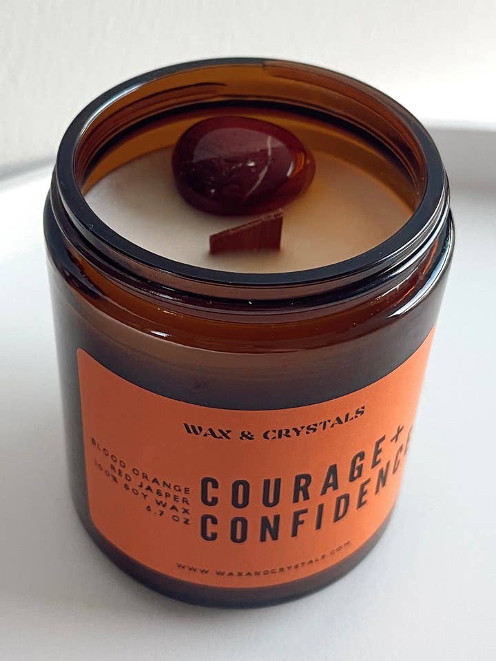 Blood Orange Scented Courage and Confidence Candle 6.7 oz for wholesale by Wax and Crystals
