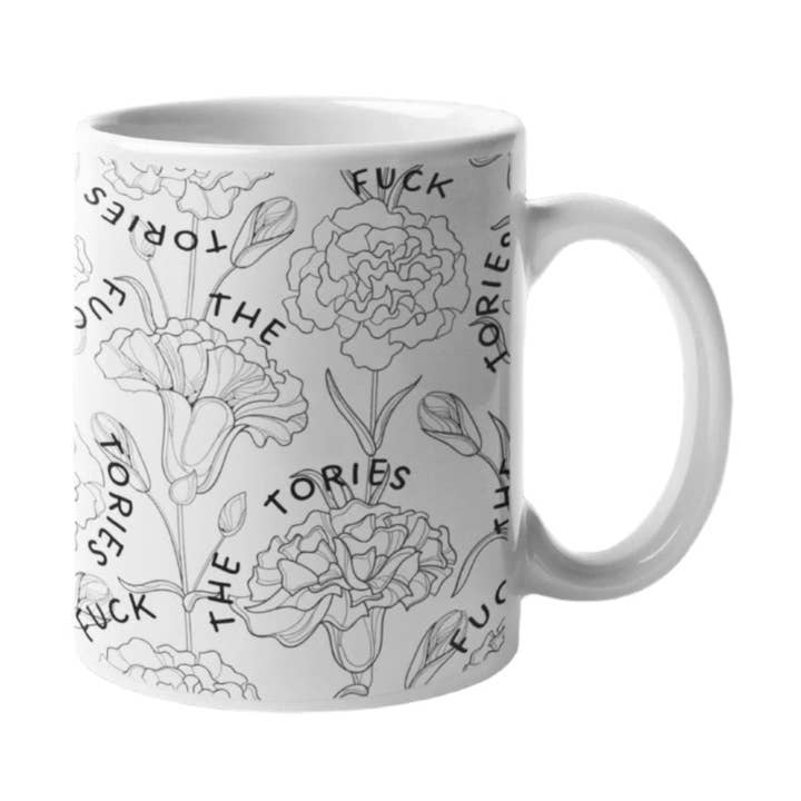 F*ck The Tories Flower Mug for wholesale by Scouse Bird Shop
