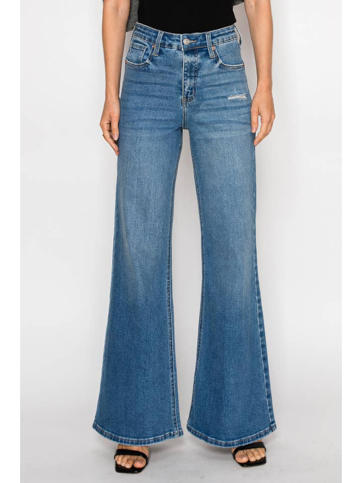ARTEMIS VINTAGE - Wholesale Jeans - Women's - TUMMY CONTROL HIGH RISE SLIM PALAZZO JEANS *Signature*