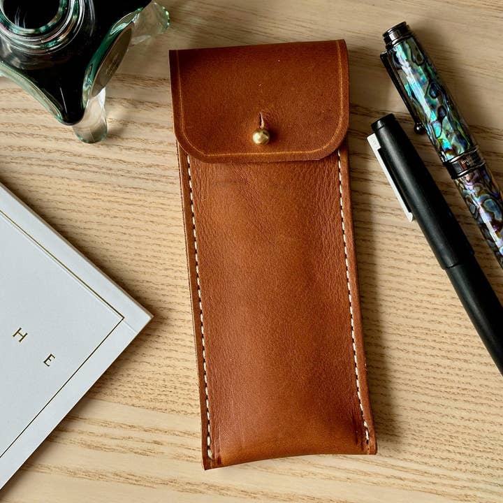 Leather Pen Case - Fit 2 Fountain Pens for wholesale by A. M. Aiken