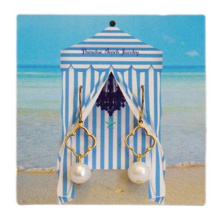 Boucles d'oreilles en pierres précieuses Pearl Clover pour la vente par PARADISE BEACH COMPANY