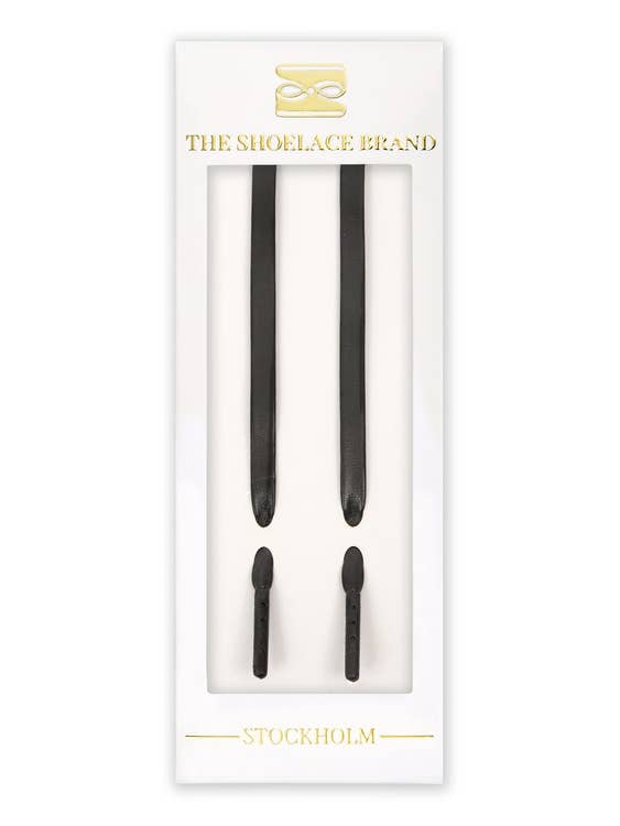 The Shoelace Brand - Wholesale Shoelaces - Men's - Mr. Bond – Sleek Black Faux Leather Shoelaces