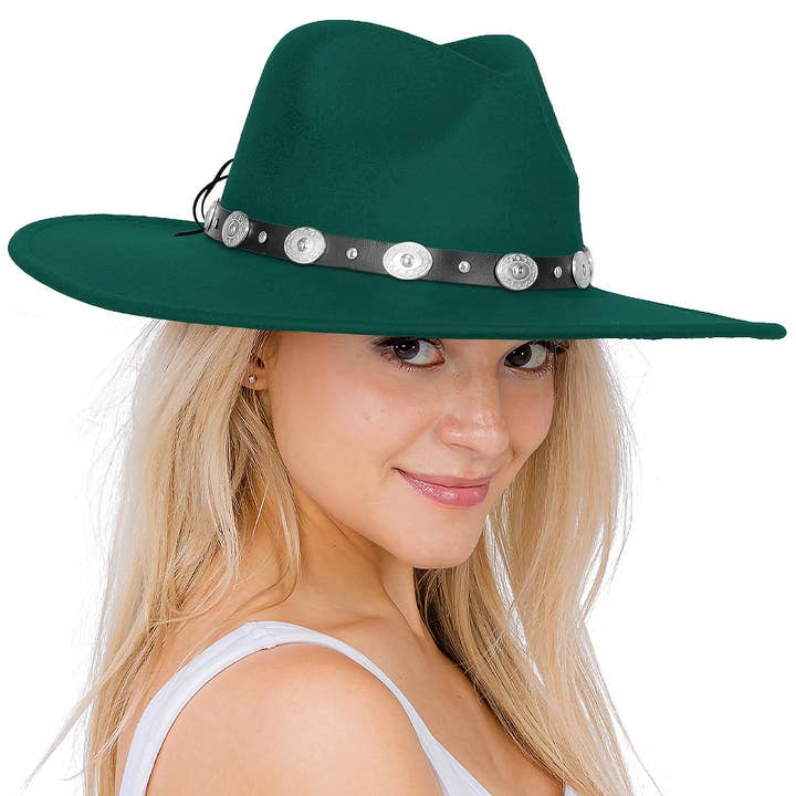 Cap Zone – Fedora - Mulher por atacado – Chapéu de Feltro Rancher de Aba Larga com Cinto de Conchas13