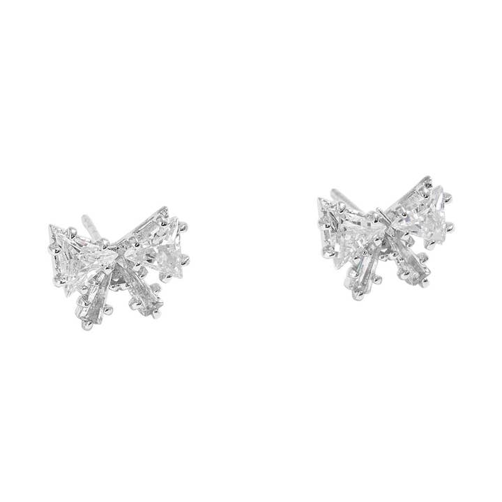 Sensibling Corp. - Wholesale Stud/Post Earrings - 14K Gold Dipped CZ Stone Mini Bow Stud Earrings4