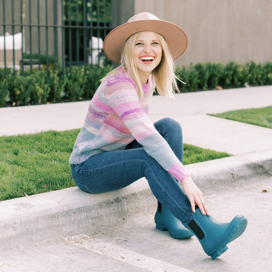 ROMA BOOTS - Wholesale Rain Boots - Women's - CHELSEA MATTE TEAL WOMEN'S ANKLE RAIN BOOTS1