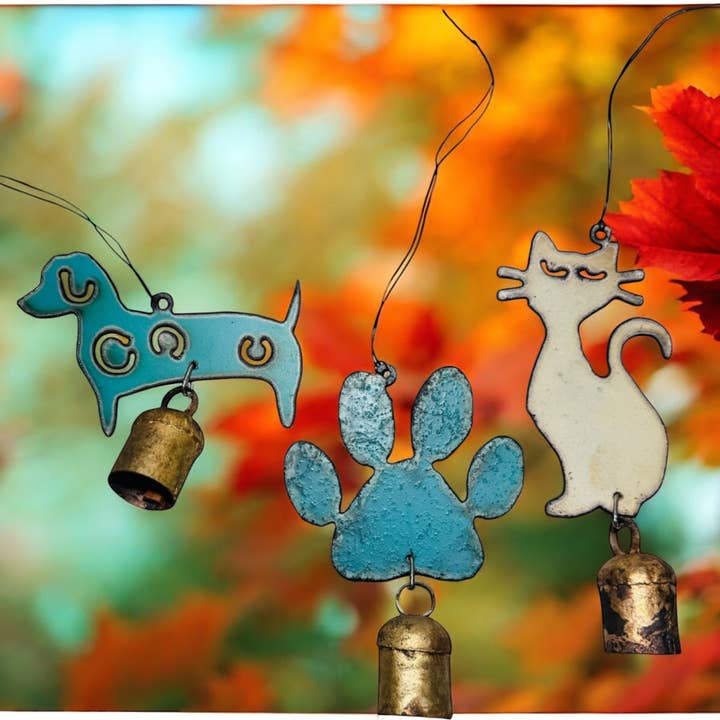 Hondenornament kat windgong bel metaal huisdier poot deurhanger voor wholesale door Whimsies