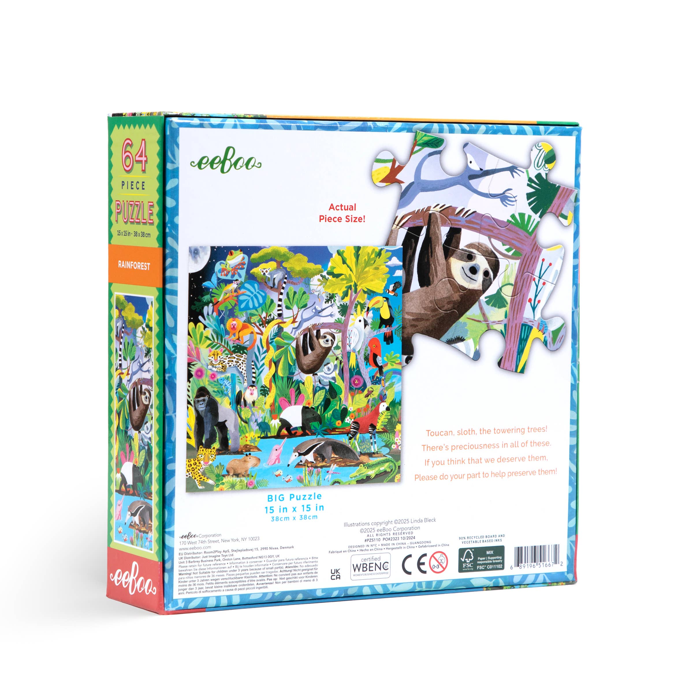 eeBoo - Wholesale Puzzle - Kids - Rainforest 64 Piece Square Puzzle1