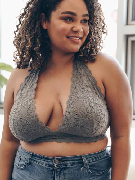Leto Accessories - Wholesale Bralette - Women's - Plus Size Lace Halter Bralette