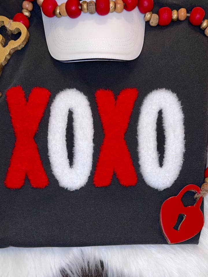 Fluffy Valentines Patch, DIY XOXO Red and White Patch for wholesale by sequinandstiches