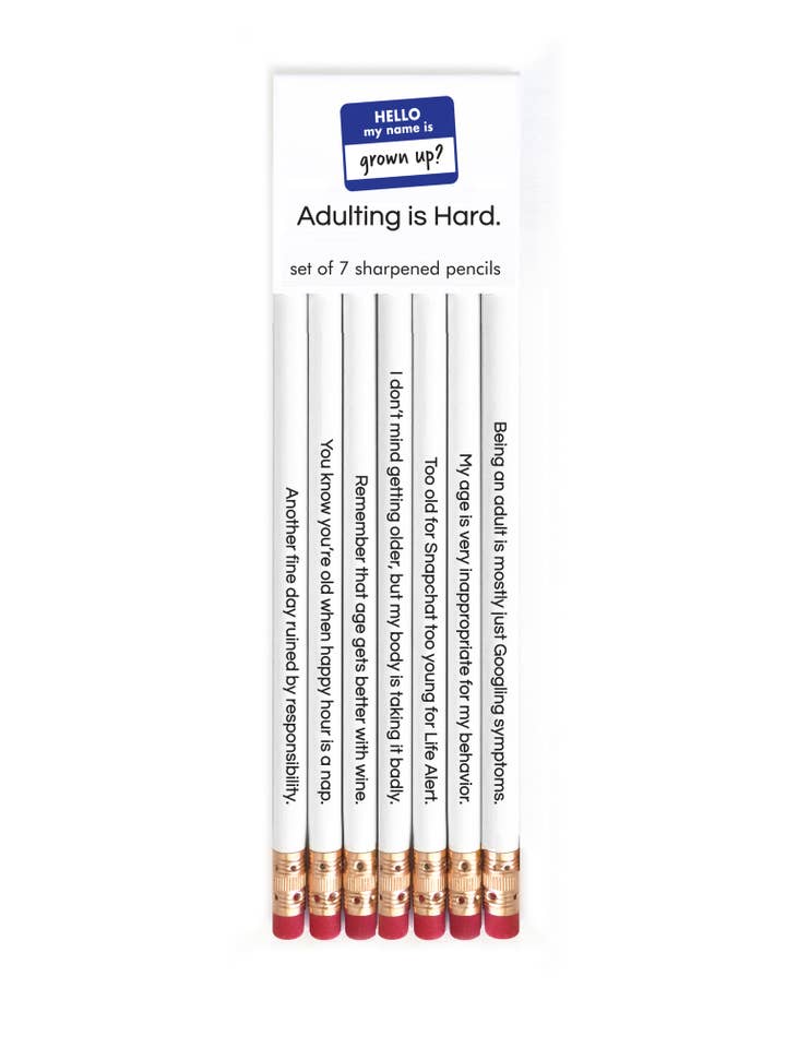 Volwassen worden is lastig - set van 7 potloden voor wholesale door SNIFTY
