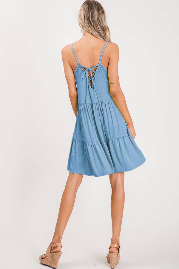 7th Ray – Engroshandel Kjole - Dame – Lagdelt Justerbar Snøret Ryg Blondeopbundet Flydende Mini Kjole D246917