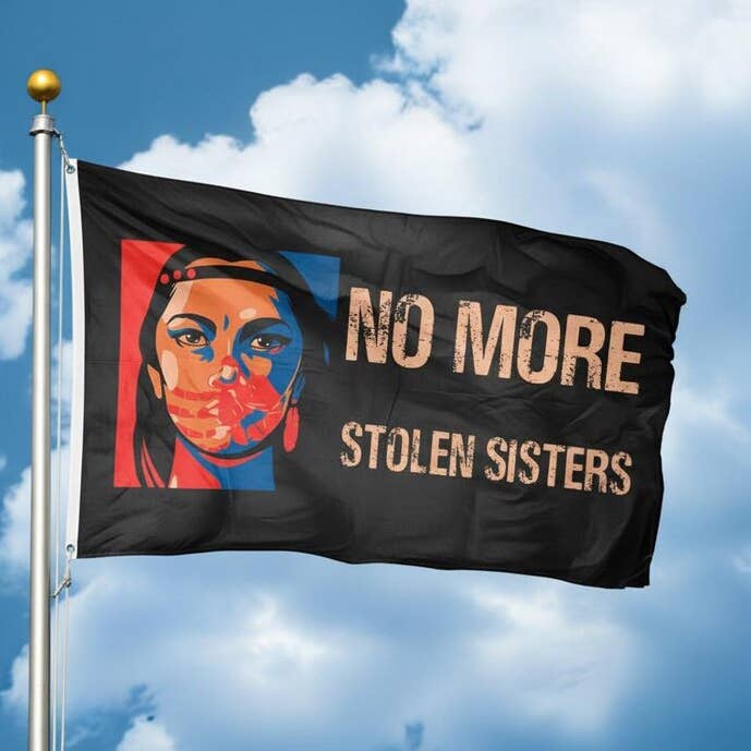 MMIWG Flag, Red Handprint Flag for wholesale by Nish Gear