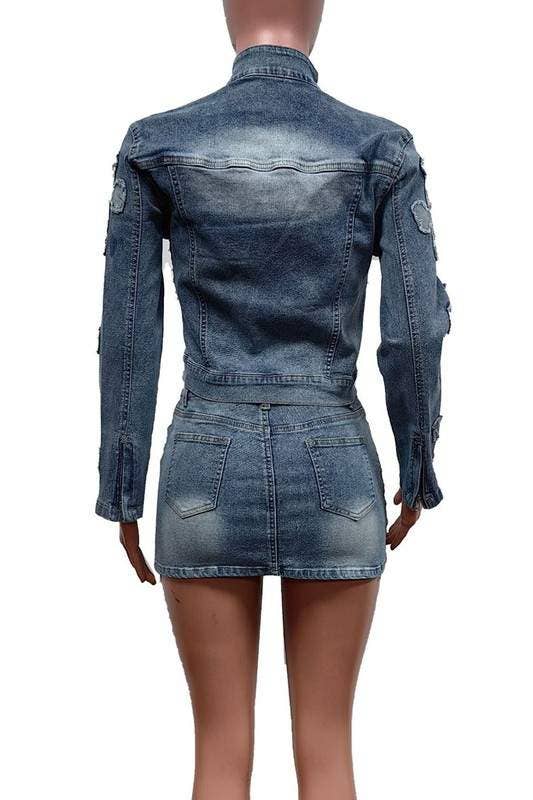Flarix - Wholesale Top & Skirt Set - Women's - denim jacket and skirt set7