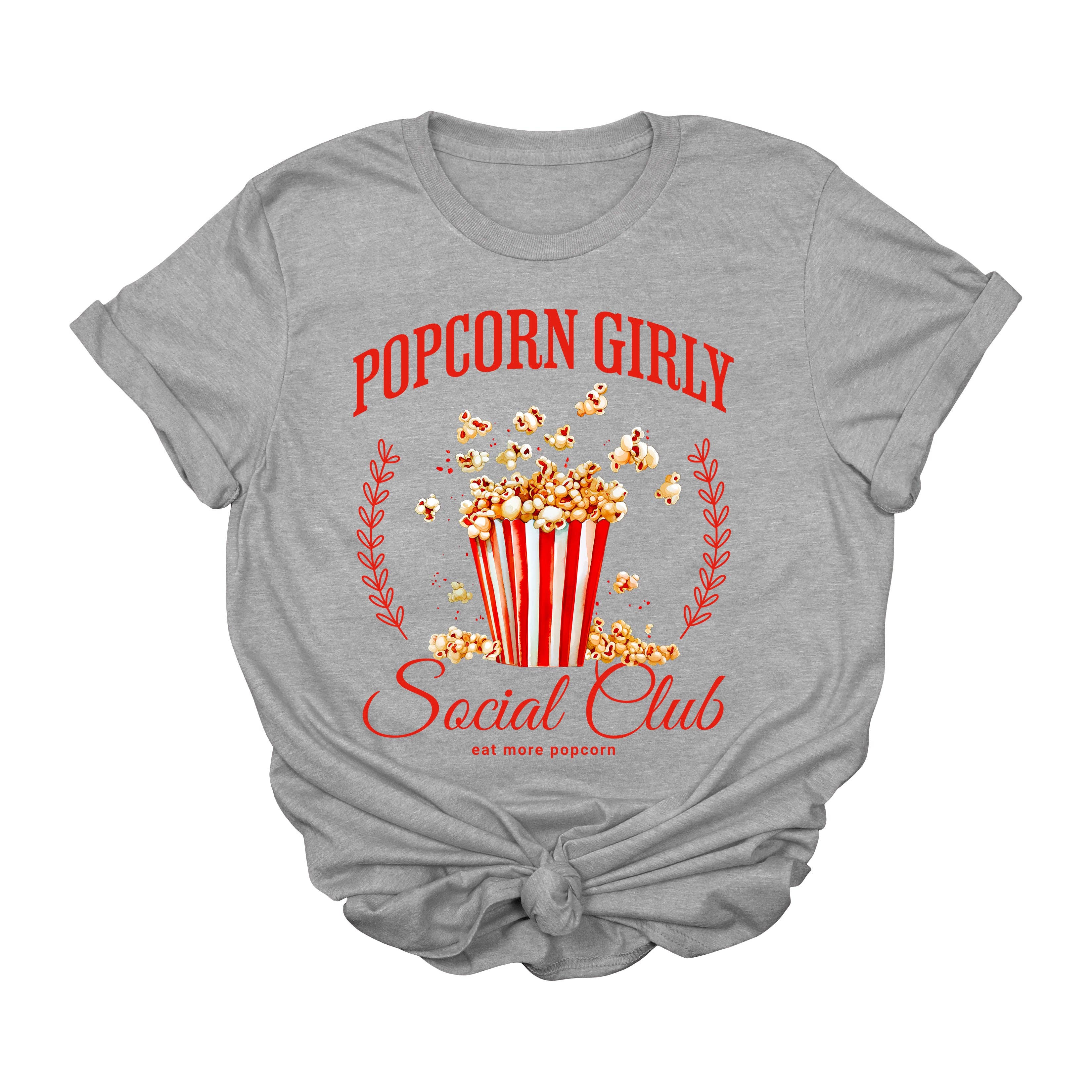 House of Savvy - Wholesale T-shirt (graphic) – women's - Popcorn Girly Graphic T-Shirt | Movie Night Social Club Tee | Cute Snack Lover Shirt | Retro Cinema Graphic Tee for Women | Funny Popcorn Aesthetic T-Shirt | Cozy Film Night Gift Shirt1