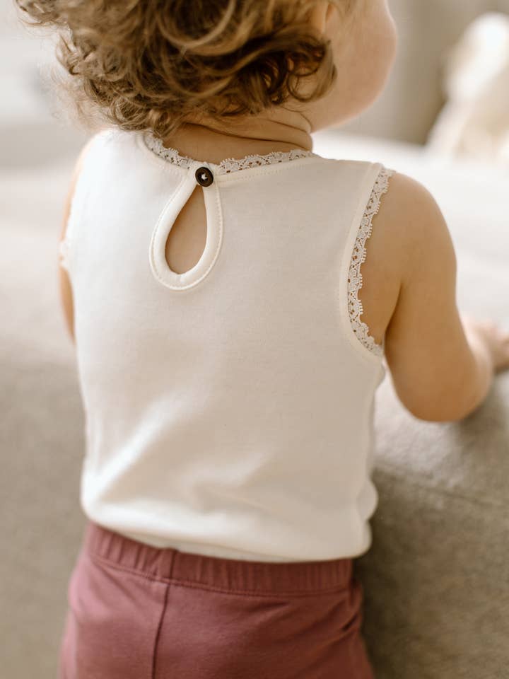 Colored Organics - Wholesale Bodysuit (Non-Footed) - Baby - Organic Baby Luna Lace Bodysuit - Coconut