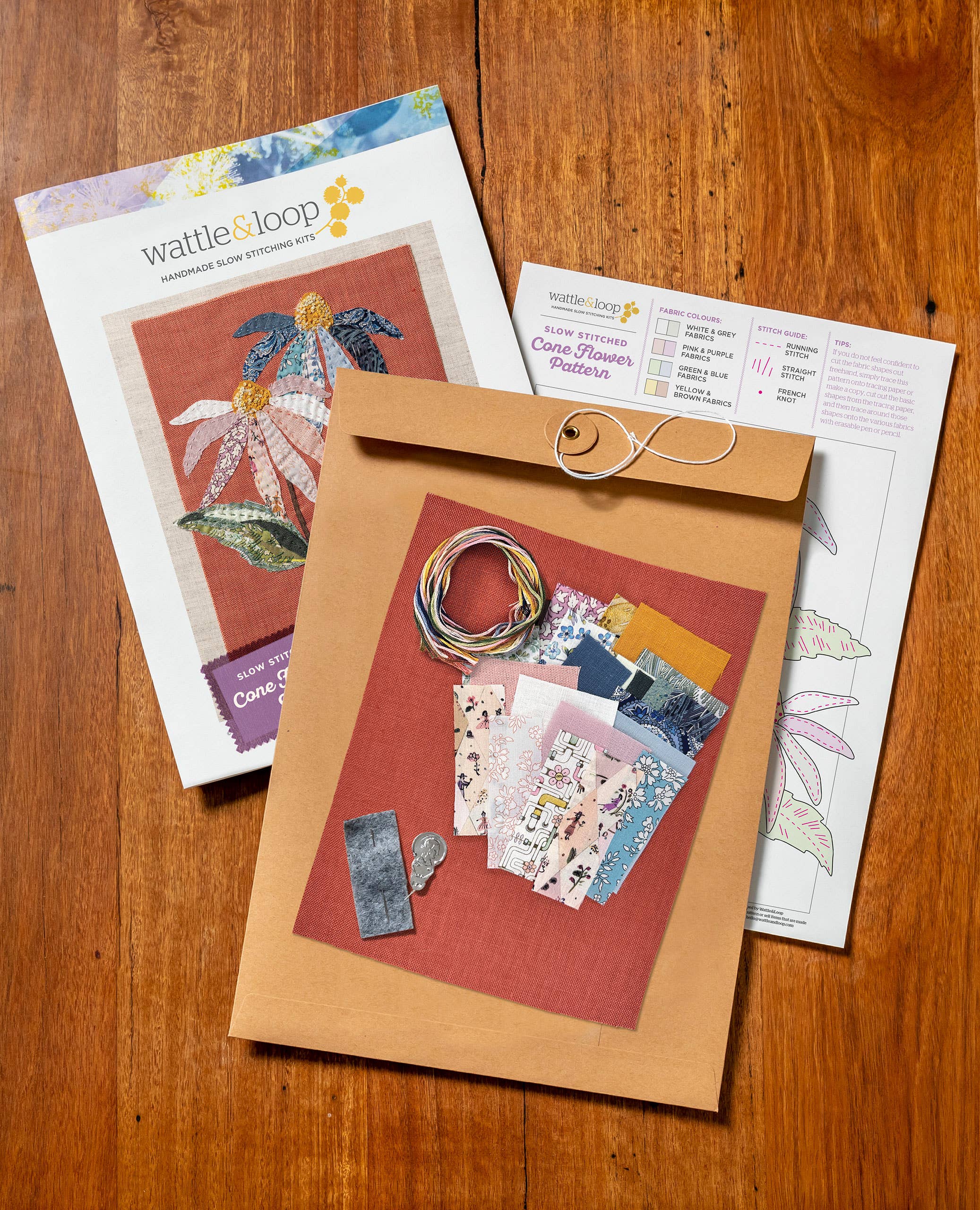 Wattle&Loop - Wholesale Embroidery/Cross Stitch Supplies - Coneflower Slow Stitching Kit1