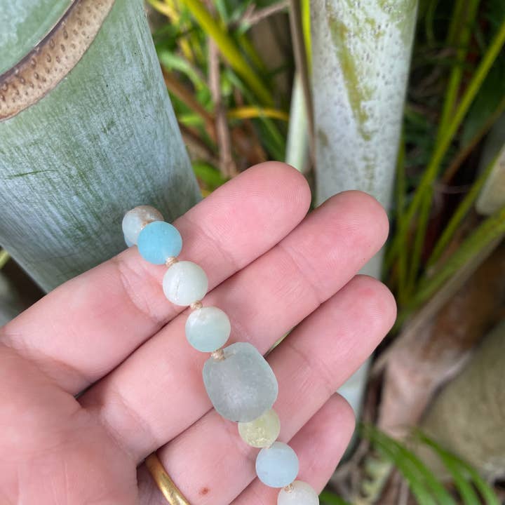 River Of Humanity - Vente Collier de perles - Collier de perles ajustable en amazonite et verre recyclé5