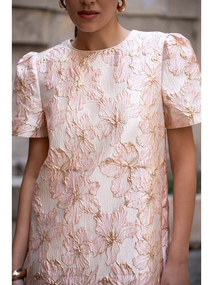 Pink Floral Jacquard Dress - CK08393 for wholesale on Faire3