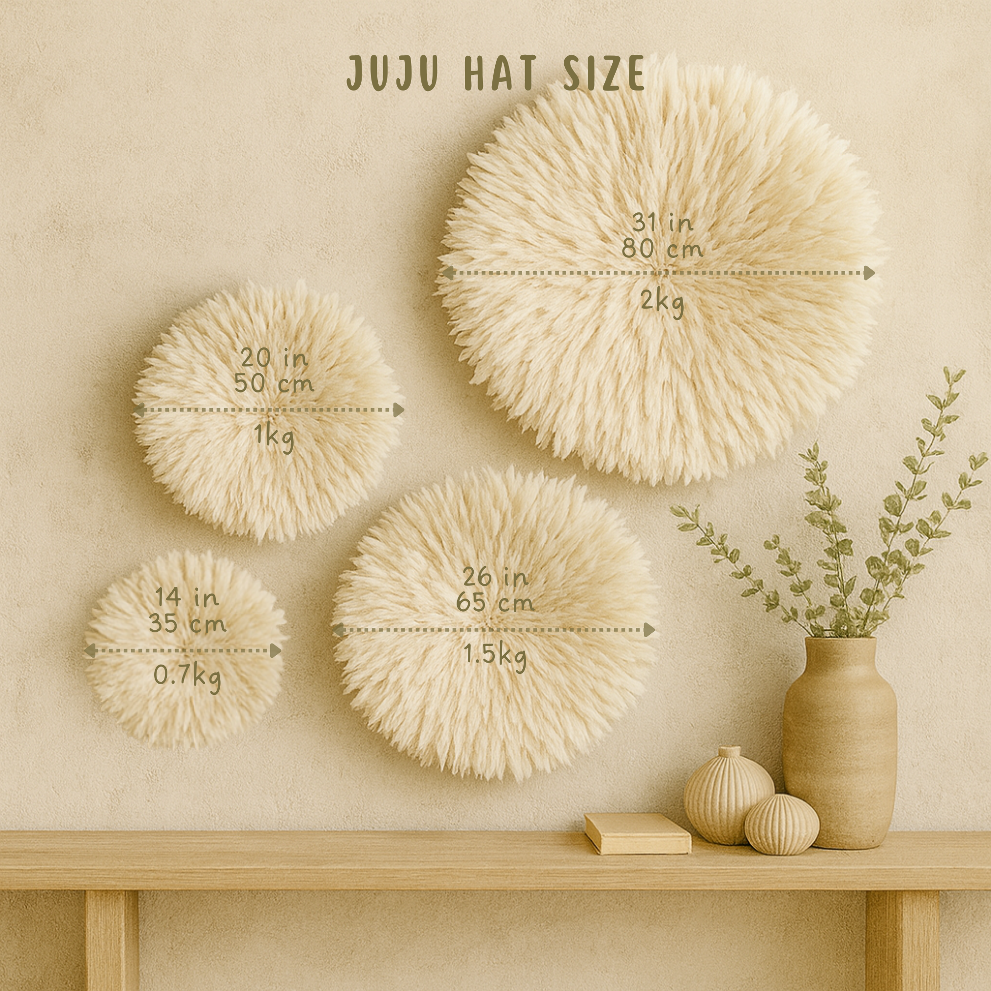 Juju Hat Wholesale - Wholesale Wall Accent - Authentic Juju Hat White Beige Ring Wall Art 14"/20"/26"/31"3
