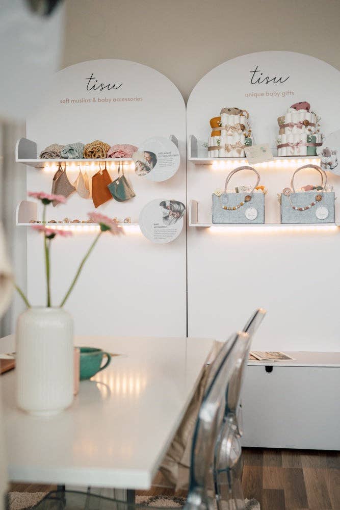 TISU - Wholesale Retailer Display - Accessories - TISU product display, soft muslins & baby accessories